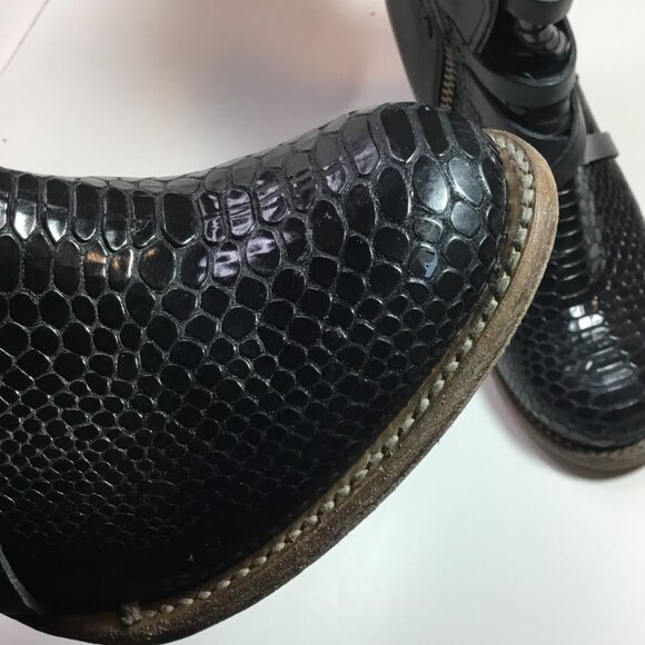 Freebird Baker Boots Black Leather Snakeskin Women's Size 9 Shoes Zip Biker - Picture 7 of 11